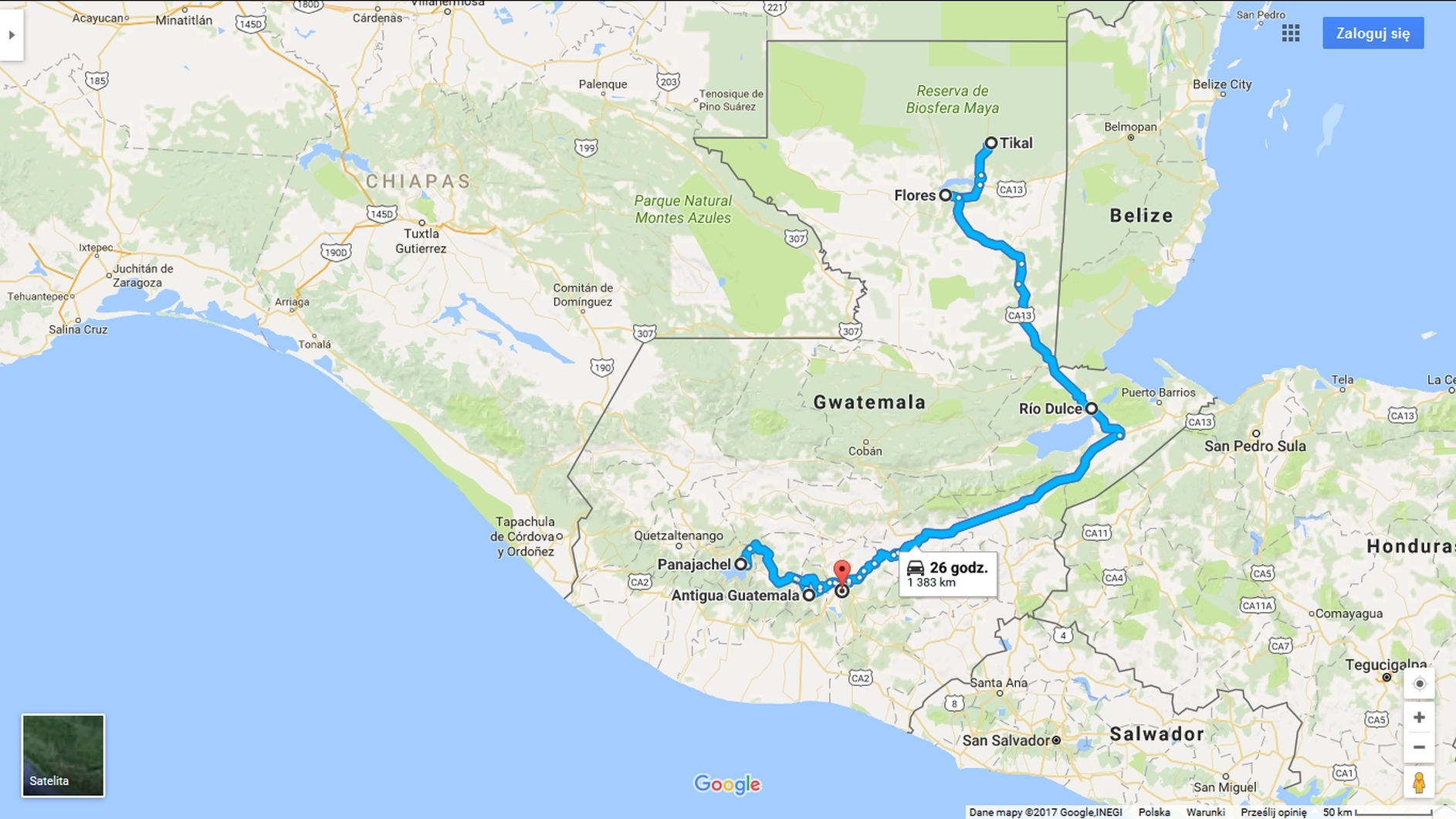Gwatemala mapa